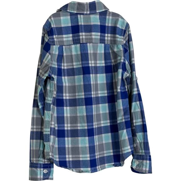 The Children's Place Boys Button-Up Shirt 5/6 Blue Gray Plaid Long Sleeve Cotton - Picture 2 of 15
